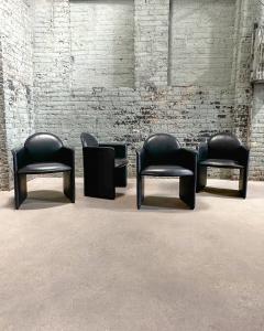 Set 4 Black Leather Italian Chairs Italy 1980 - 3529356
