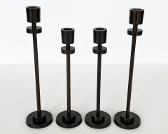Set 4 Blackened Brass Modernist Candlesticks - 1392344