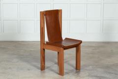 Set 8 French Roland Haeusler Elm Leather Brutalist Chairs - 3071339