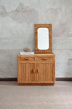 Set Consisting of a Small Fluted Bamboo Sideboard and Mirror 1970s - 4642683