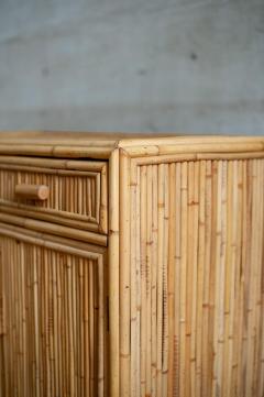 Set Consisting of a Small Fluted Bamboo Sideboard and Mirror 1970s - 4642701