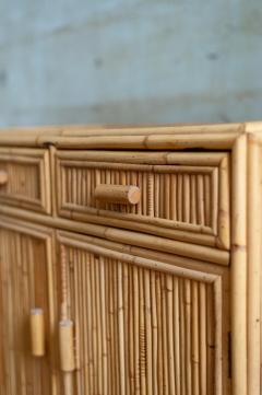 Set Consisting of a Small Fluted Bamboo Sideboard and Mirror 1970s - 4642721