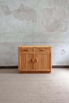 Set Consisting of a Small Fluted Bamboo Sideboard and Mirror 1970s - 4642722