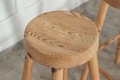 Set Four MidC Charlotte Perriand Style Pine Artists Stools - 3257379