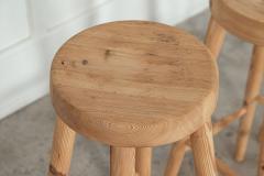 Set Four MidC Charlotte Perriand Style Pine Artists Stools - 3257383
