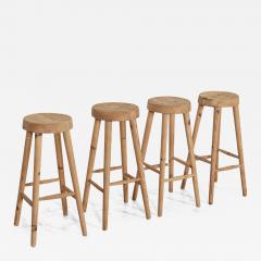 Set Four MidC Charlotte Perriand Style Pine Artists Stools - 3259024