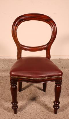 Set Of 12 Mahogany Chairs Upholstered With Leather End Of The 19th Century - 2262944