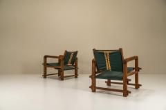 Set Of 2 Sling Chairs In Mahogany And Leather Brazil 1960s - 3199807