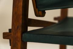 Set Of 2 Sling Chairs In Mahogany And Leather Brazil 1960s - 3199812
