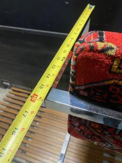 Set Of 4 Architectural Chrome Chairs upholstered in Teimani fabric - 4453859