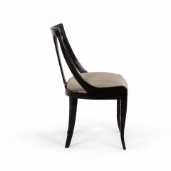 Set Of 4 Empire Style Black Lacquer And Blue Silk Dining Side Chairs - 3173208