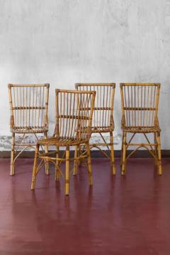 Set Of 4 Rattan Chairs With Squared Backs 1980 - 3680823