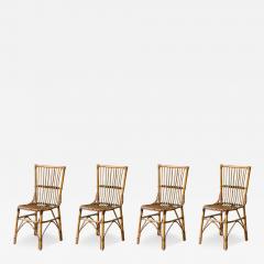 Set Of 4 Rattan Chairs With Squared Backs 1980 - 3700870
