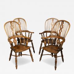 Set Of Four English Yew wood Windsor Armchairs - 4214015