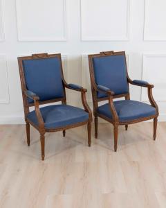Set Of Four Louis XVI Style Armchairs In Natural Wood - 4611826