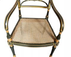 Set Of Four Regency Green Painted Caned Armchairs - 4541447