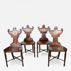 Set Of Four Regency Mahogany Armorial Hall Chairs - 4361566