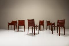 Set Of Six CAB Chairs In Burgundy Leather By Mario Bellini Italy 1970s - 3467901