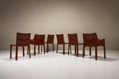 Set Of Six CAB Chairs In Burgundy Leather By Mario Bellini Italy 1970s - 3467902