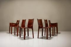 Set Of Six CAB Chairs In Burgundy Leather By Mario Bellini Italy 1970s - 3467903
