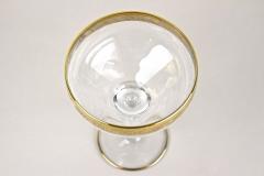 Set Of Six Engraved Murano Champagne Coupe Glasses With Gold Rim IT ca 1940 - 3864953