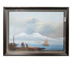 Set Of Six Neapolitan Framed Gouaches Of Vesuvius - 4474299