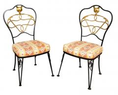 Set Of Six Wrought Iron And Brass Dining Chairs With Fox Hunting Theme - 4138895