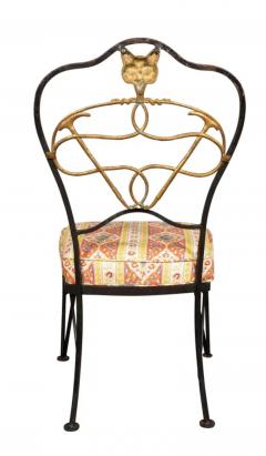 Set Of Six Wrought Iron And Brass Dining Chairs With Fox Hunting Theme - 4138931