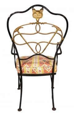 Set Of Six Wrought Iron And Brass Dining Chairs With Fox Hunting Theme - 4138941