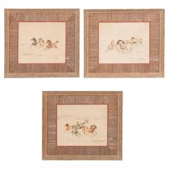 Set Of Three Framed Equestrian Watercolors By Denes De Holesch - 4137759