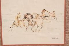 Set Of Three Framed Equestrian Watercolors By Denes De Holesch - 4137769