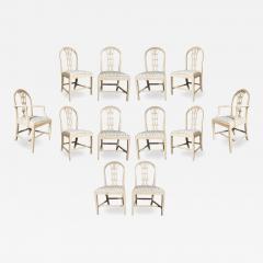 Set Of Twelve Neoclassic Style White Painted Dining Chairs - 4508445