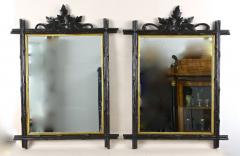 Set Of Two 19th Century Rustic Black Forest Wall Mirrors Gilt Bars DE ca 1870 - 3921394