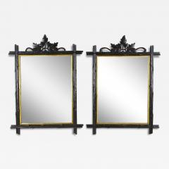 Set Of Two 19th Century Rustic Black Forest Wall Mirrors Gilt Bars DE ca 1870 - 3922992