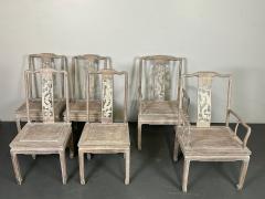 Set Six Chinese Chippendale Whitewashed Dining Chairs Carved Dragons Rosewood - 2952595