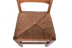 Set Six Oak Ladderback Rush Seat Country French Dining Chairs 19 20th C  - 1875053