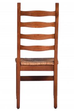 Set Six Oak Ladderback Rush Seat Country French Dining Chairs 19 20th C  - 1875060