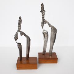 Set Two Cast Aluminum Modernist Abstract Sculptures - 1230295