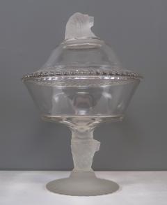 Set c1880 Gillinder Sons Frosted Lion Glass Compotes Philadelphia - 2243276