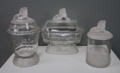 Set c1880 Gillinder Sons Frosted Lion Glass Dishes Philadelphia - 2242984