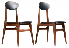 Set four Italian 1950s leather walnut dining chairs - 2975430