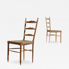 Set four Italian Modern Oak Rope Dining Chairs - 2804486