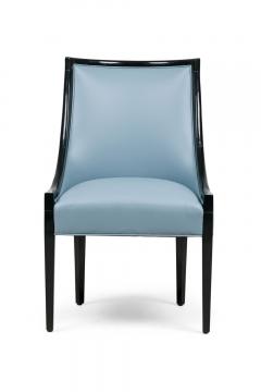 Set of 10 American Contemporary Blue Leather Armchairs - 4172501