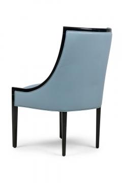 Set of 10 American Contemporary Blue Leather Armchairs - 4172504