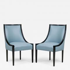 Set of 10 American Contemporary Blue Leather Armchairs - 4219521