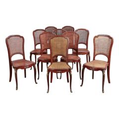Set of 10 Antique Louis XV Gilt Bronze Mounted Cane Walnut Dining Chairs - 4439924