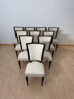 Set of 10 Art Deco Dining Chairs Lacquer Alcantara Paris circa 1930 - 4714450