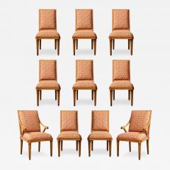 Set of 10 Art Deco Director Style Dining Chairs in Hand rubbed Oak - 3115534