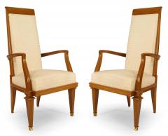 Set of 10 French White Muslin Arm Chairs - 4625805