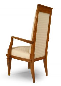 Set of 10 French White Muslin Arm Chairs - 4625809